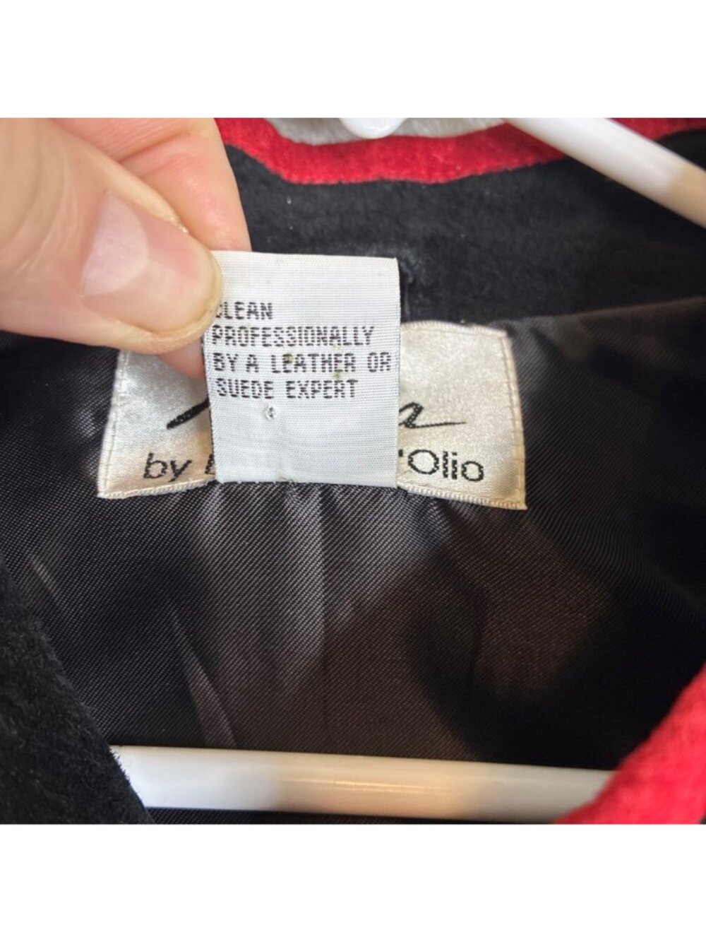 Linea by Louis DellOlio Womens Embroidered Suede Leather Jacket 1X Black Red - Picture 6 of 10